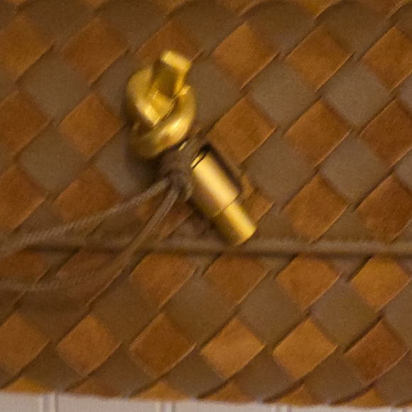 Elegant Leather Cashmere Tan Woven Clutch - Picture 10 of 10